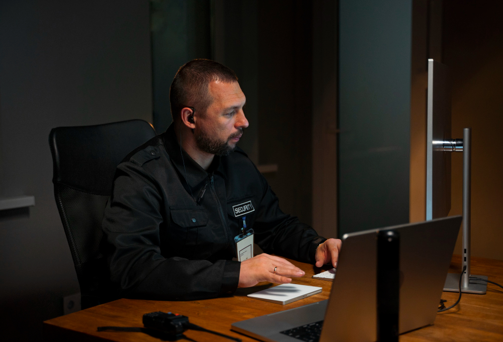 Central de monitoramento controlando acesso de portaria virtual em condomínio